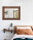Rustic Mirror Wooden Rectangular Antique Wall Mirror Frame Decor Farmhouse Bedroom Dresser Bedroom Entryway Mirror Large Brown 26