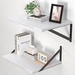 Heimlove White Deep Floating Shelves for Wall, 16W x 12D Wood Wall Shelves Set of 2, Wide Floating Bookshelf for Living Room, Kitchen, Office, Bedroom and Decor Storage, with Black Bracket - White