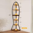 Artistic Fish-Inspired Corner Shelf with LED Lights, 6-Tier Tall Corner Bookshelf with Multi-Depth Display, Space-Saving Storage Unit with Remote Control for Bedroom & Living Room