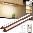 Under cabinet lighting wireless, 2400mAh rechargeable cabinet light, battery operated, magnetic, stick on, 106 LED 3-Color shelf lights, dimmable, with Remote Control(Wood color, 2-Pack 12.2inch)