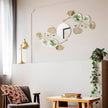 Tandefio 3 Pcs Metal Decorative Wall Mirrors for Living Room Metal Ginkgo Leaf Mirror Modern Creative Wall Decor Art Hanging Decor Mirror for Entrance Bedroom Living Room (Gold Green,16.inches)