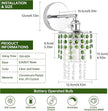 Set of 2 Crystal Battery Operated Wall Sconce,Rechargeable Wall Lamp with 5400mAh Battery & Remote Control, Modern Dimmable Wireless Wall Lights for Bedroom Bathroom (Green, Silver Base)