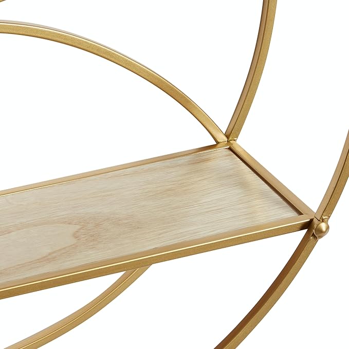 CosmoLiving by Cosmopolitan Metal Round 2 Shelves Wall Shelf, 22" x 7" x 22", Gold