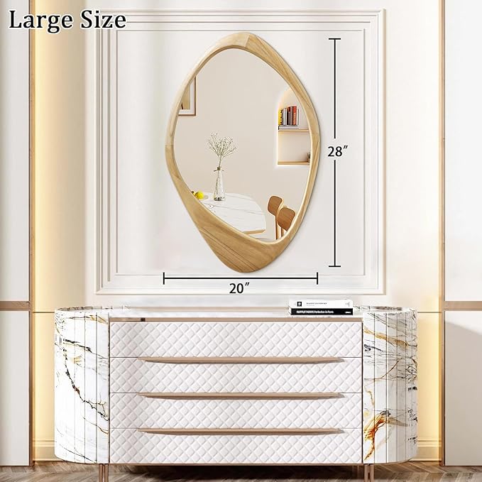 AAZZKANG Large Wall Mirror with Irregular Wood Framed 28