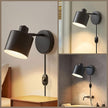 LIGHTESS Plug in Wall Sconces Set of 2 with Switch, 350° Rotatable Dimmable Corded Wall Sconce, Black Wall Lamps for Bedroom Living Room Hallway Kitchen Bedside (Bulb Not Included)