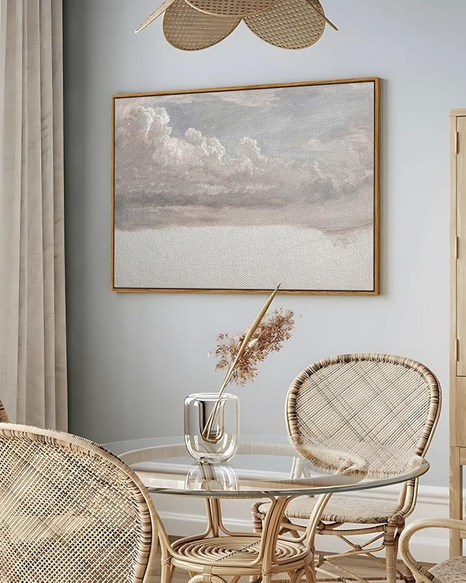 InSimSea Framed Canvas Wall Art Vintage Decor, Home Decor Classical Oil Painting Cloud Study Wall Decorations for Living Room, Large Prints Artwork for Bedroom Bathroom Gallery, 24
