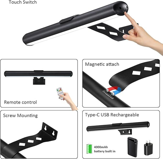 Rechargeable Picture Light Battery Operated, Wireless Painting Light with Remote Control,Metal Art Light Dimmable Display Lamp,3 Modes with Timer for Dartboard Frame Picture Gallery