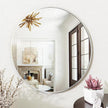 VooBang Silver Round Bathroom Mirror, 24 inch Circle Wall Mounted Hanging Mirror with Simple Modern Circular Metal Frame for Hallway, Entryway, Living Room, Silver Frame