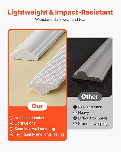 VEVOR Wall Molding 12 Pack, 20 x 20 in Wainscoting Panels Kit, Lightweight Paintable Polystyrene, Easy to Install, Waterproof Accent Wall Trim for Interior Décor Living Room, Bedroom, Home, White