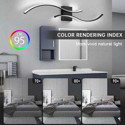 CANEOE Modern Led Wall Light, Black Indoor Led Wall Sconce Lighting, Bathroom Vanity Light Fixtures Over Mirror for Living Room Hallway Bedroom Bedside Wall Lamp (Black, 6000K, 2 Packs,Hard-Wired)