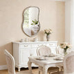 Asymmetrical Mirror Irregular Wall Mirror Farmhouse Wood Asymmetrical Mirrors for Wall Unique Art Mirrors for Bathroom Entryway Bedroom Living Room Rustic White