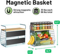Magnetic Shelf for Fridge with Wood Lid, Fruit Potato and Onion Storage Bins, Pantry Organizers & Storage, Large Container Magnetic Spice Rack for Refrigerator, Kitchen Counter, Cabinet (Blue, 1)