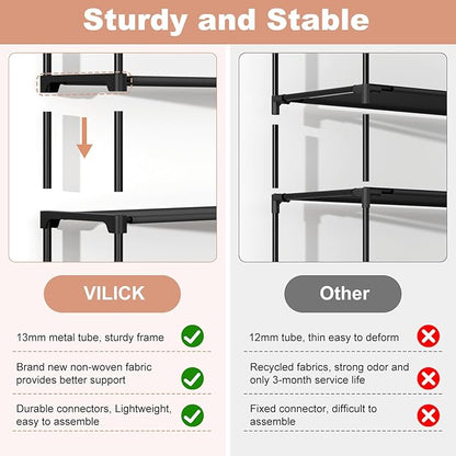 5 Tier Shoe Rack with Hook and Side Pocket,Shoe Organizer Space Saver Storage for 20-25 Pair Shoe Storage Shelf Sturdy Free Standing Long Shoe Rack Organizer for Closet,Entryway,Small Spaces