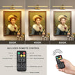 5W LED Wireless Picture Lights with Remote and Timer 23.6'' Inch Rechargeable Brass Gallery Lighting Battery Operated Art Lights Over Frame Portrait