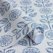 Wudnaye Blue Floral Peel and Stick Wallpaper Blue and White Contact Paper 17.7in×393.6in Vintage Floral Self Adhesive Wallpaper Navy Removable Tulip Wall Paper Waterproof for Bathroom Farmhouse Decor