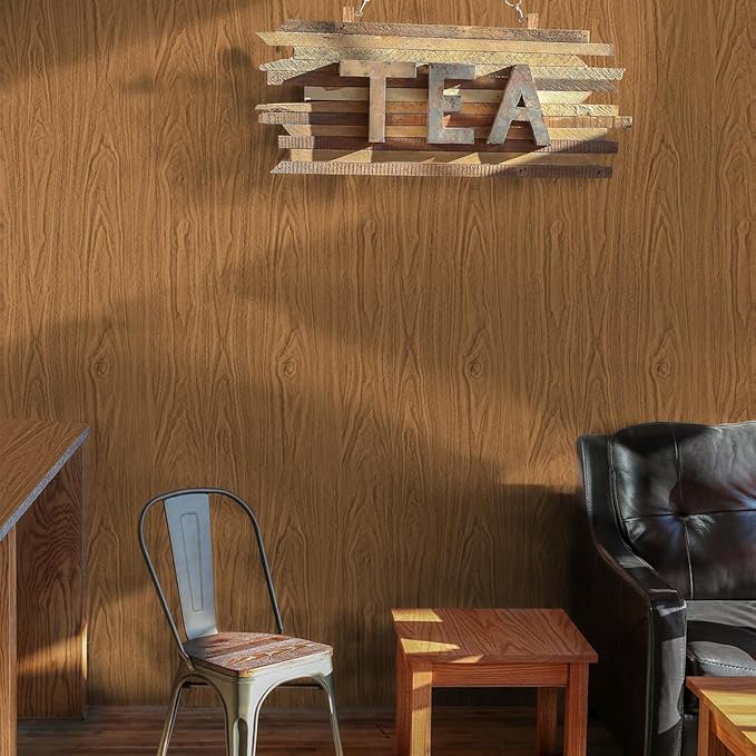 Brown Wood Contact Paper for Cabinet Countertops Funiture 17.7inW118inL Wood Grain Peel and Stick Wallpaper Textured Self Adhesive Removable Wallpaper Rustic Desk Vinyl Waterproof Easy to Clean