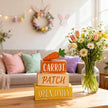 Easter Decorations - Easter Carrot Patch Tiered Tray Decor - Wooden Farm Stand Tabletop Decoration - Rustic Farmhouse Spring Home Decor Indoor for Tiered Tray Shelf Mantel Coffee Table Kitchen Counter