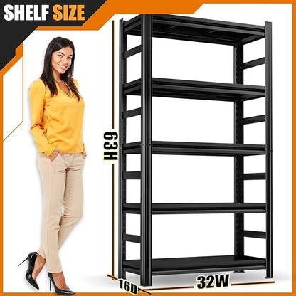 Kitchen Island with 5 Shelves, 63" H Microwave Stand Station with Adjustable Metal Shelve, Stable Steel Structure, Coffee Bar Station Table, Easy to Assemble, with Railings