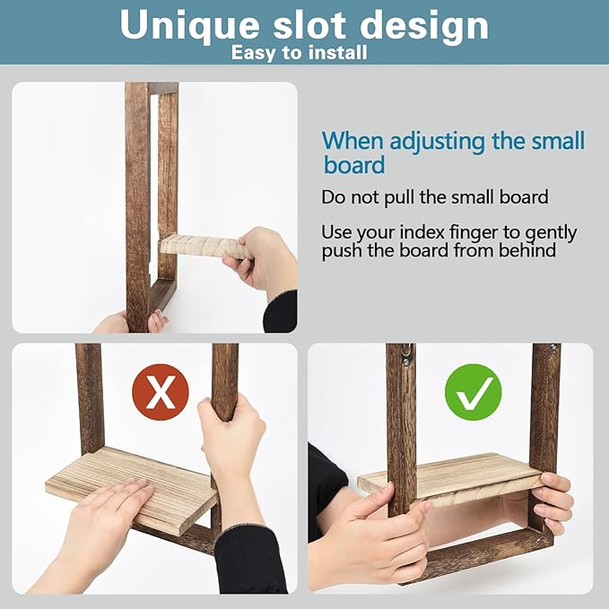 idee-home Floating Shelves for Wall, Rustic Square Hanging Floating Shelves Set of 4 Wood, Wall Decor Mounted Bathroom, Living Room, Kitchen Storage