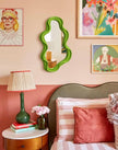 Living Room Mirrors for Wall Decor, Soft Velvet Wall Mounted Cloud Mirror for Girl Teen Women Bedroom Decoration, Cute Hanging Sculpture Home Accent for Dining Room Kitchen (Lawn Green)