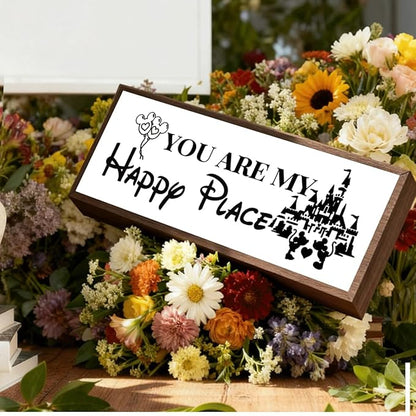 You are My Happy Place Sign, Inspirational Wood Sign, Romantic Home Decor, Master Bedroom Decors, Desk Decor Art, Farmhouse Shelves Decoration, Gift for Him Her