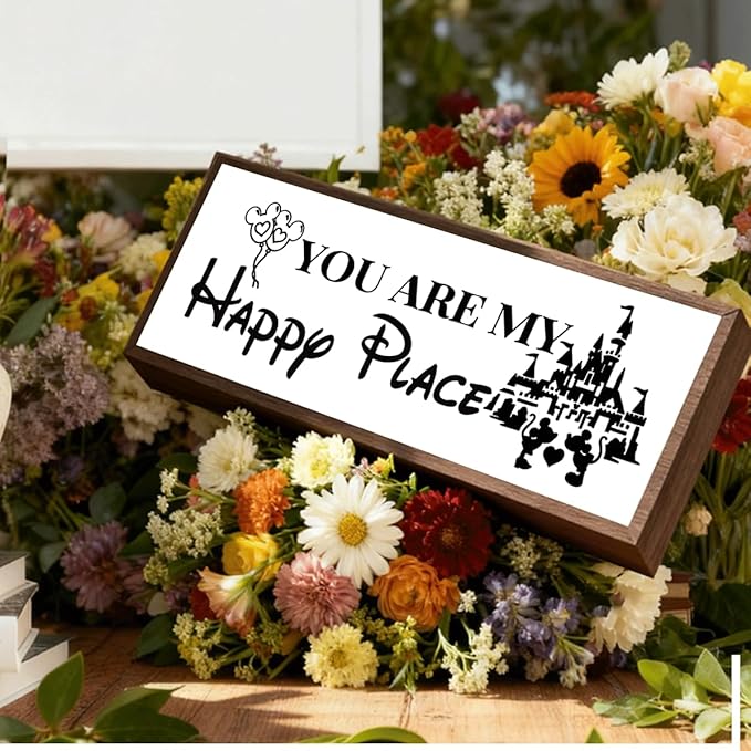 You are My Happy Place Sign, Inspirational Wood Sign, Romantic Home Decor, Master Bedroom Decors, Desk Decor Art, Farmhouse Shelves Decoration, Gift for Him Her