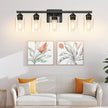 5-Light Matte Black Bathroom Light Fixtures, 31