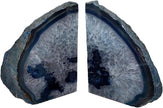 JIC Gem Agate Decorative Book Ends Blue Gemstone Geode Bookends Cool Crystal Bookends for Shelves Book Ends for Heavy Duty Books with Rubber Bumpers for Office and Home Décor (1 Pair,4-6 LBS)
