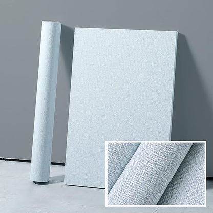 Yancorp 24"x120" Textured Fabric Light Blue Wall Paper Faux Grasscloth Peel and Stick Wallpaper Self-Adhesive Linen Removable Wallpaper Cabinets Counter Top Liners