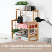 HYNAWIN Bamboo Spice Rack 3-Tier Kitchen Countertop Organizer, Adjustable Shelf Pantry Storage Stand for Herbs, Jars, and Bottles