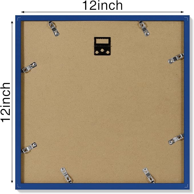 Vittanly 12x12 Picture Frames Set of 4, Display Pictures 8x8 with Mat or 12x12 without Mat, Gallery Frame for Wall Display, Engineered Wood with Shatter Resistant Plexiglass, Royal Blue