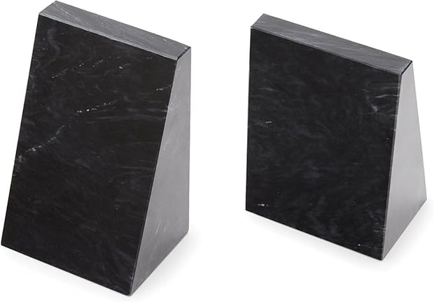 Fox Run Triangular 100% Natural Polished Black Marble Bookends 4 x 3 x 6 inches