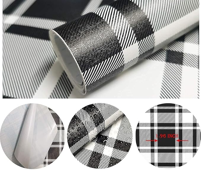 Guvana 17.7"x197" Black and White Peel and Stick Wallpaper Trellis Removable Contact Paper Modren Self-Adhesive Waterproof Wallpaper for Wall Paper Bedroom Shelves Drawer Liner Decorative