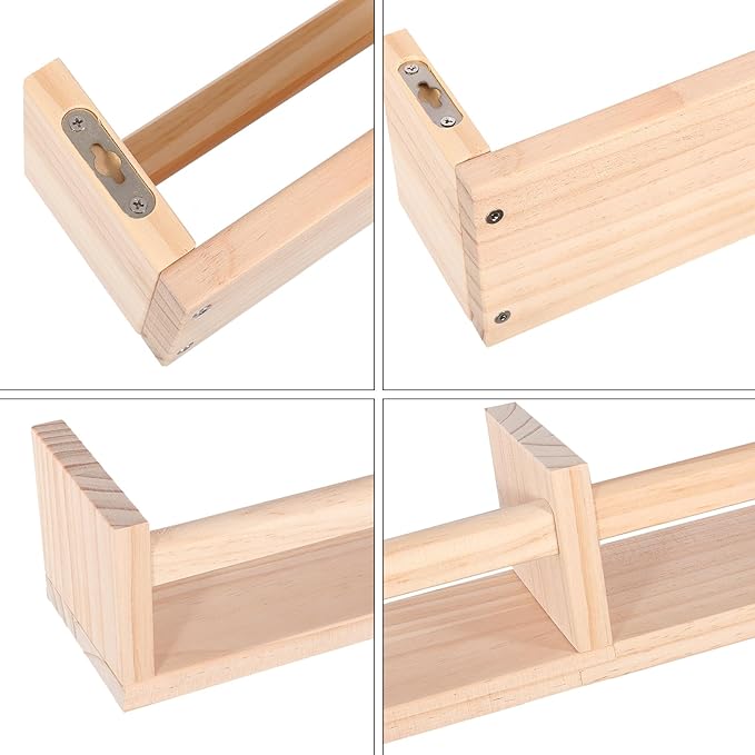 Nursry Shelves 32 inches Set of 3,Wood Floating Nursery Book Shelves for Wall,Wall Bookshelves for Kids,Transform Your Nursery into a Safe & Stylish Haven with Natural Wood Floating Shelves.