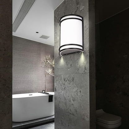 Indoor Wall Sconce, Half Cylinder Wall Light Fixture, 3000K 4000K 5000K Color Temperature Adjustable, Dimmable LED Modern Wall Light for Hallway Bedroom Living Room, Matt Black