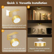 3Pcs Battery Operated Picture Light, Magnetic Led Painting Light with Remote Dimmable and Timer, 3 Lighting Modes Art Display Light for Picture Frame Paintings, Wireless Wall Decor Puck Lights, Gold