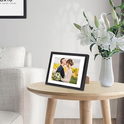 puthiac 5x7 Solid Oak Wood Picture Frame, Fits 4x6 with Mat or 5x7 Without Mat, Wall or Tabletop Display with Stand, Vertical or Horizontal, Plexi Front, 3 Pack, Black