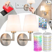 Peel and Stick Wall Sconces, Stick On Wall Sconce Set of 2, Battery Operated Wireless Wall Light, No Drill Adhesive Wall Lamp, Corn Bulb with 10000mAh Rechargeable Battery, Bedroom Wall Decor