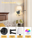 Battery Operated Wall Sconces Set of Two, Wireless Black Wall Lights with 10000mAh RGB Rechargeable Bulb and Remote Control, Sconces Wall Decor for Bedroom Living Room 9.5 in
