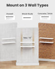 AMADA HOMEFURNISHING Floating Shelves Wall Mounted, 24 x 7 Inch Wall Shelves for Bathroom, Bedroom, Living Room, White Shelves Set of 2