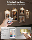 Picture Lights for Wall,Wireless 2000mAh Rechargeable Magnetic LED Puck Lights with Remote,3 Color Temps and 12 RGB,Dimming & Timer,Art Frame Light for Painting Display,Photos,Wall Decor(6 Pack)