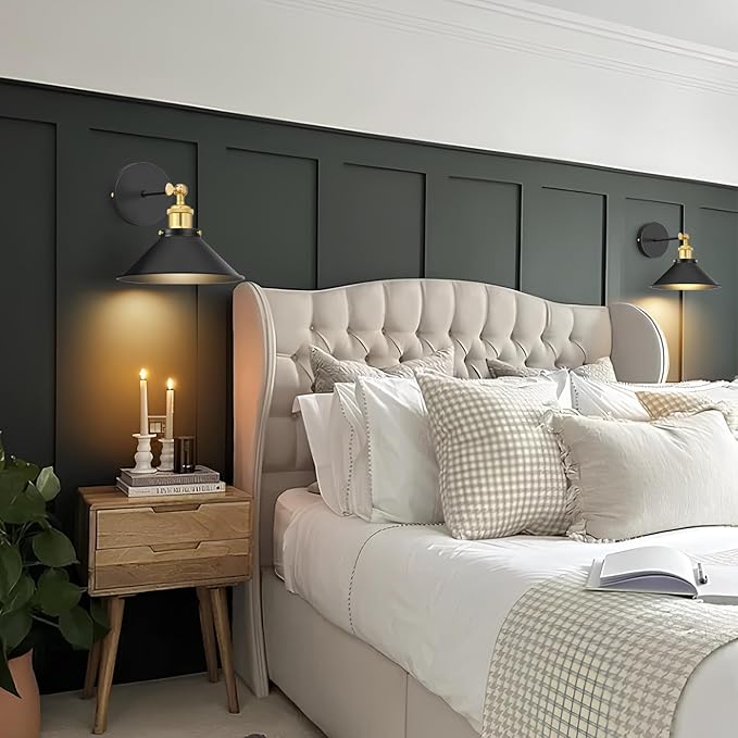 Battery Operated Wall Sconce Set of 2,Vintage Wireless Wall Sconces with Remote,Dimmable Led Wall Lights,Wall Lamp Fixture Indoor Bedroom Living Room Kitchen,LED Bulbs Included,Gold