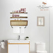Autumn Alley Modern Organic Floating Shelves for Bathroom – Above Toilet Shelves with Rattan Basket Caning Organizer, Wood Floating Shelf Storage, Wall Shelves Bathroom Décor, 3 Tier