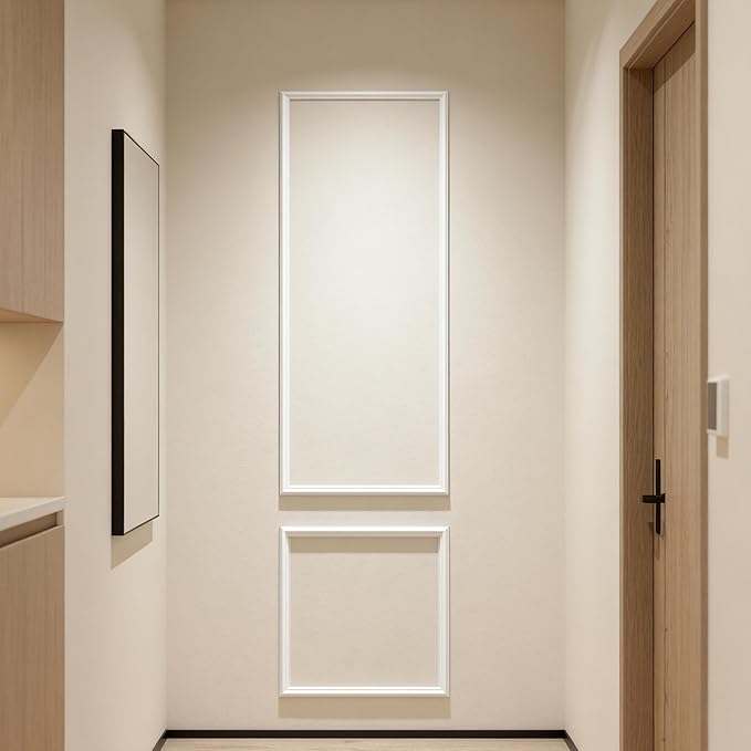 VCK Pre-Cut 3D Wall Molding Kit, Set of 2 | Ready-to-Assemble Wainscoting Panels for Accent Wall Decor | Easy DIY Installation with Glue | for Living Room & Bedroom (1 Top & 1 Bottom)