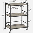 TUTOTAK Bar Cart - Serving Cart for Home - Microwave Cart, Drink Cart, Mobile Kitchen Shelf with Wine Rack and Glass Holder, Rolling Beverage Cart BC01BG030