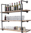 Industrial Wall Mounted Iron Floating Pipe Shelves/Shelving/Racks/Storage/Bookcases/Brackets, DIY Open Bookshelves/Shelving for Kitchen/Office, Retro Black,(4-Tier Shelf Brackets,Not Include Planks)