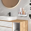 Z metnal Small Glass Bathroom Shelves, White Floating Wall Shelf, Mini Wall Mounted (White Clear Glass, 8 inch/20cm)