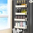 4 Pack Magnetic Spice Rack Organizer for Refrigerator and Oven, Cream White Fridge Organizers and Storage for Kitchen