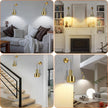 Gold Battery Operated Wall Sconce, Wireless Wall Lights Set of 2, Dimmable Wall lamp with Remote Control, 3000K-6000K Adjustable Modern Luxury LED Light Fixtures for Kitchen Bedroom Living Room Stairs