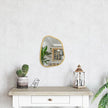 Asymmetrical Accent Mirror for Wall Irregular Oval Wood Frame Modern Unique Wall Mirror Decorative Vanity Bathroom Living Room Bedroom Entryway Hallway Artistic Mirror Small Gold 14